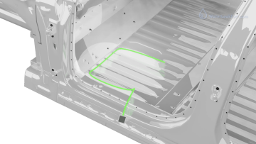 WICK sensor placement in the driver’s footwell area for automotive water leak detection after cabin water test