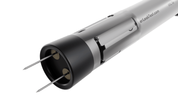 WLT 12.C needle probe with extended safety guard and visible needles in active position, ready for water ingress detection in automotive testing